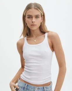 Cotton Racer Tank -Swoon Fashion yasmin racer tank white front tv120874orib