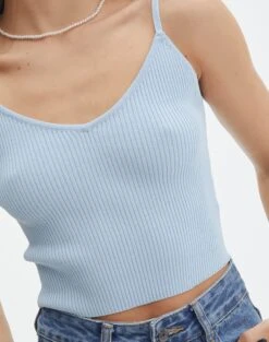 Knit V Neck Tank Top -Swoon Fashion yves v neck tank blue bubble imageback kv125600vn