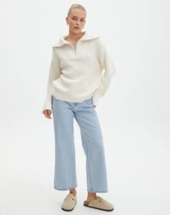 Oversized Quarter Zip Knit Jumper -Swoon Fashion ziggy zip oversized knit bad to the bone full kl95134cot