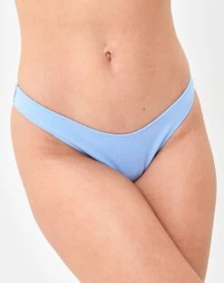 Shimmer Split Waist Ruched Bikini Bottom -Swoon Fashion zimi high waist thong blue me away front ga63412twl 2