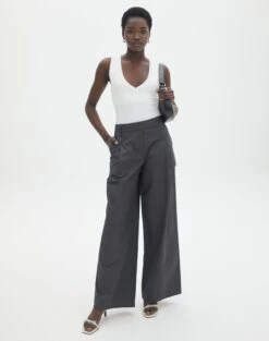 High Waisted Tailored Flare Pants -Swoon Fashion zuma wide leg pant shadow dancer front pw120225cot 2